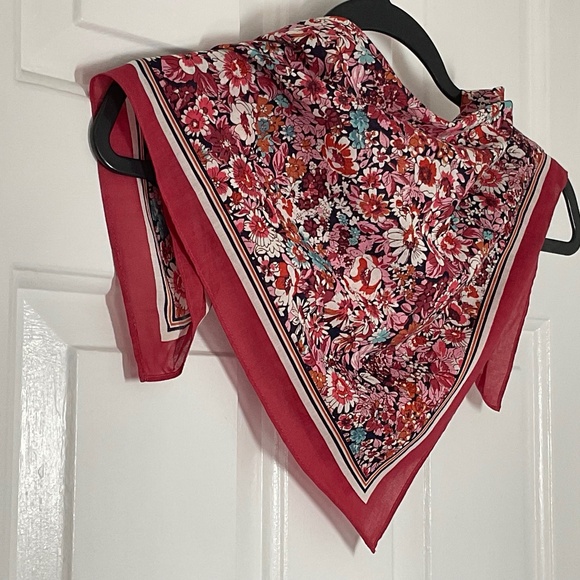 Burgundy Floral Square Scarf - Picture 5 of 8